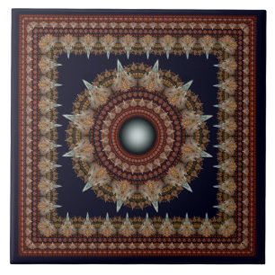 Splendid kaleidoscopic fractal framed ornament ceramic tile