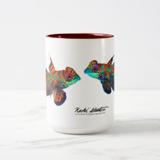 Splendid Mandarinfish mug, Synchiropus splendidus Two-Tone Coffee Mug