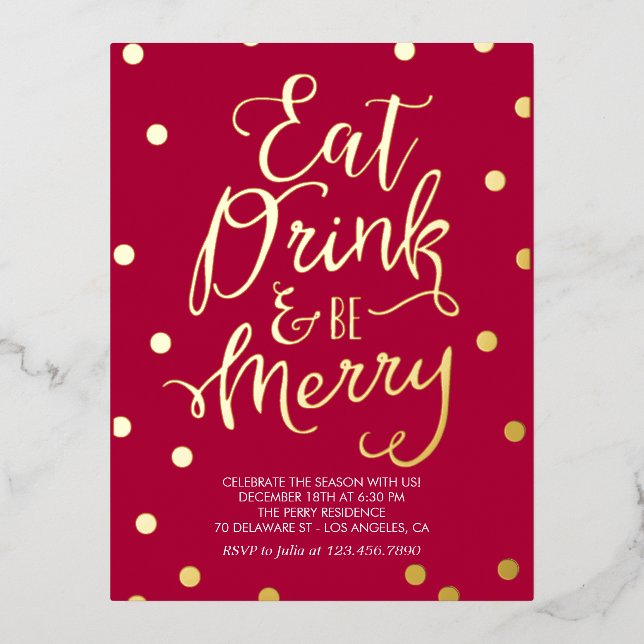 Splendid Merriment Foil Holiday Party Postcard (Front)
