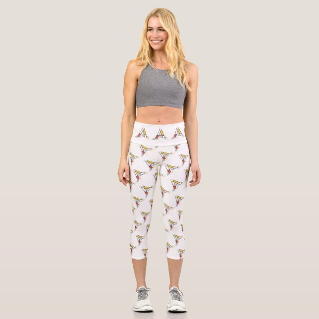 Splendid Neoplasticism Art Monogram. Letter A Capri Leggings (Front)