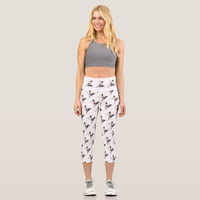 Splendid Neoplasticism Art Monogram. Letter Z Capri Leggings (Front)