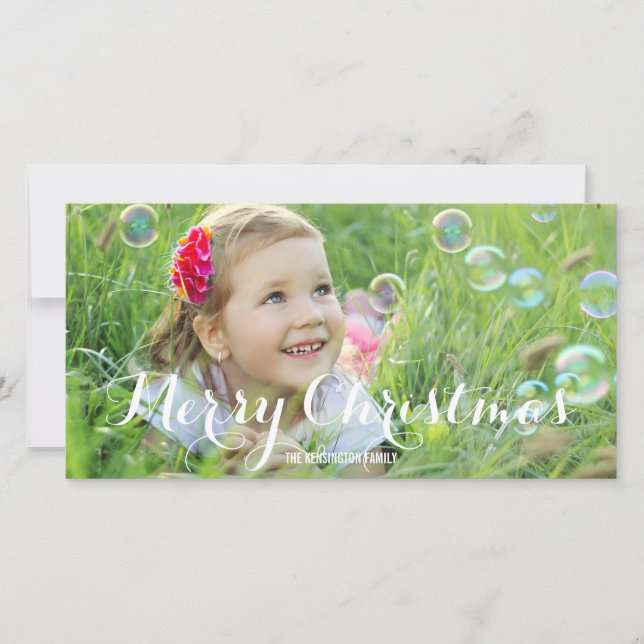 Splendid Script Christmas Photo Card (Front)