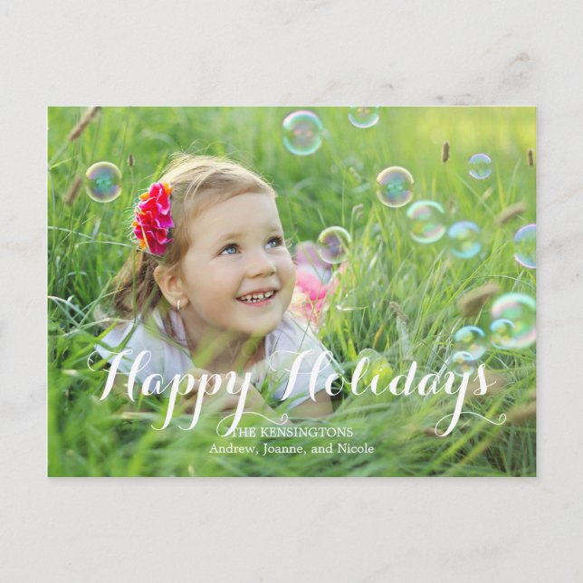 Splendid Script Holiday Photo Card (Front)