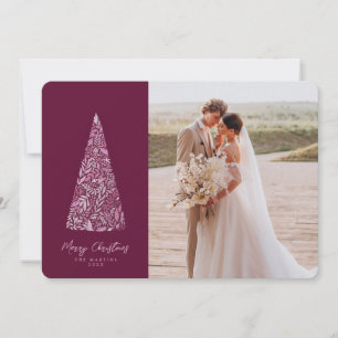 Splendid Spruce Tree Plum Christmas/Holiday photo Invitation