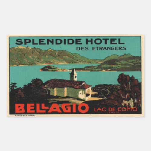 Splendide Hotel Des Etragers Bellagio Rectangular Sticker