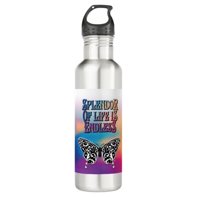 Splendor of Life with Butterfly Stainless Steel Water Bottle (Front)