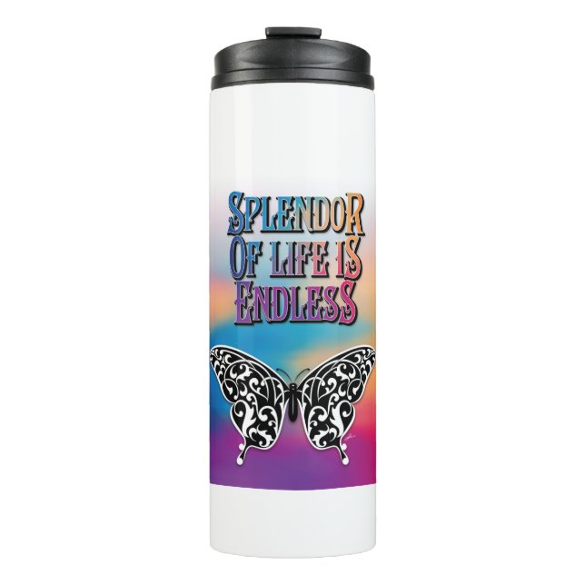 Splendor of Life with Butterfly Thermal Tumbler (Front)