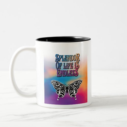 Splendor of Life with Butterfly Two_Tone Coffee Mug