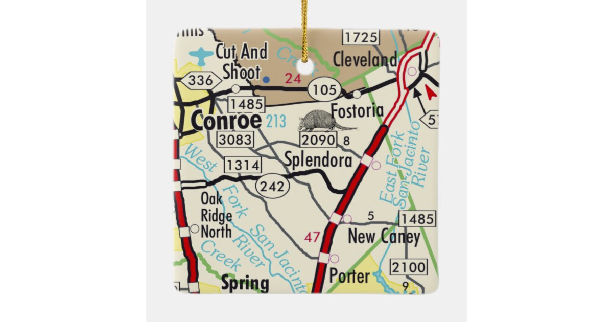 Splendora TX Vintage Map Ceramic Ornament Zazzle