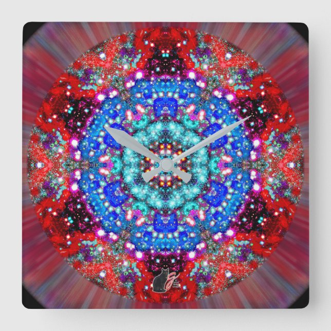 Splendorous Stellar Kaleid Square Wall Clock (Front)
