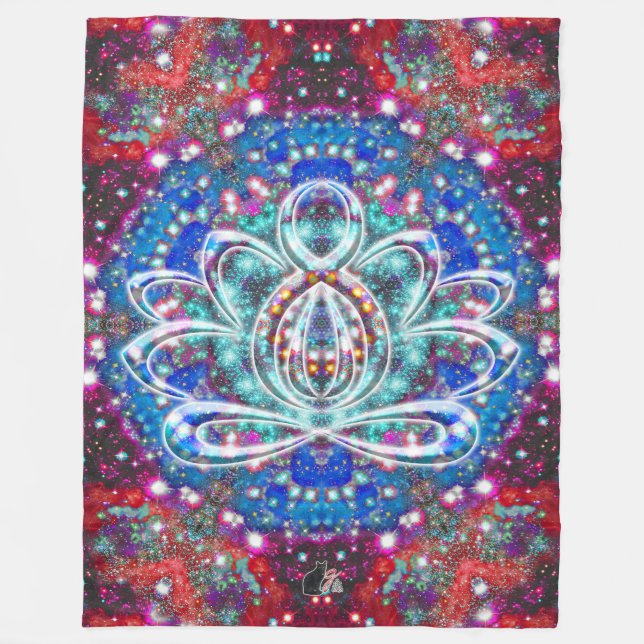 Splendorous Zen Lotus Fleece Blanket (Front)