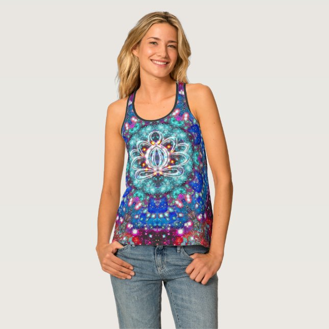 Splendorous Zen Lotus Racer Back Tank Top (Front Full)