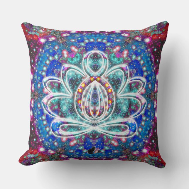 Splendorous Zen Lotus Throw Pillow (Front)