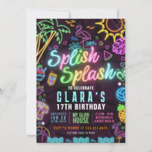 Splish Splash 17th Birthday Party Editable Invite