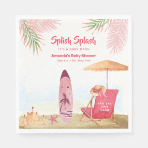 Splish Splash Aloha Surfboard Beach Baby Shower Napkins