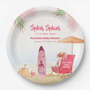 Splish Splash Aloha Surfboard Beach Baby Shower Paper Plates