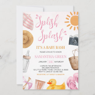 Splish Splash Baby Bash Girl Baby Shower Invitation