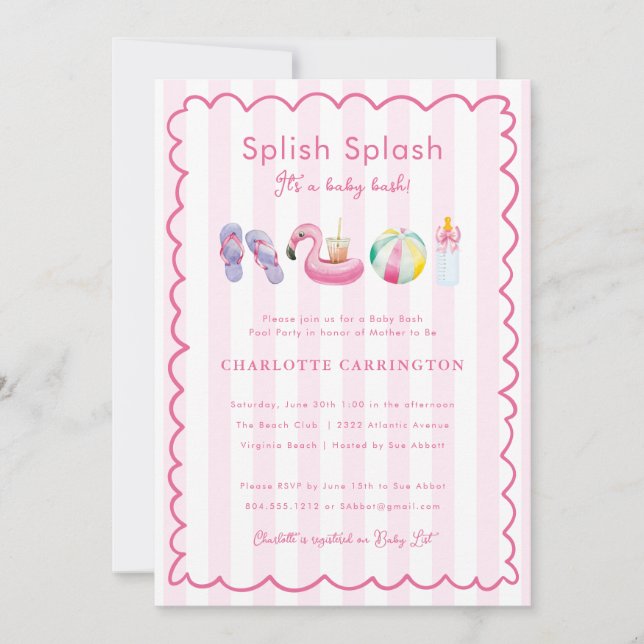Splish Splash Baby Bash Pool Party Baby Shower  Invitation (Front)