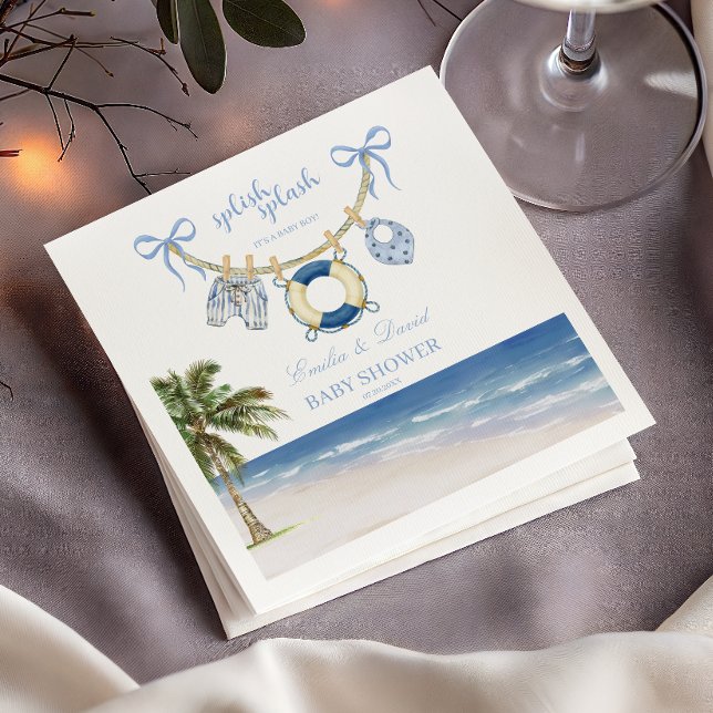 Splish Splash Baby Boy Beach Baby Shower Napkins (Creator Uploaded)