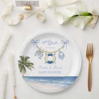 Splish Splash Baby Boy Beach Baby Shower Paper Plates