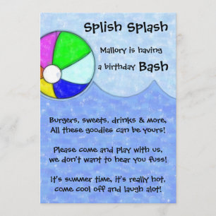 Splish Splash Bash Birthday Party Invite