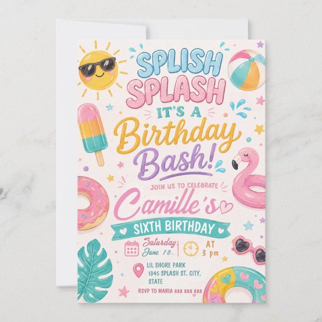 Splish Splash Birthday Bash Invitation (Front)