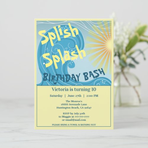 Splish Splash Birthday Bash Party Invitation