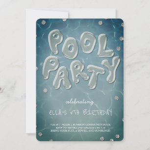 Splish Splash Birthday Bash Pool Party Invitation