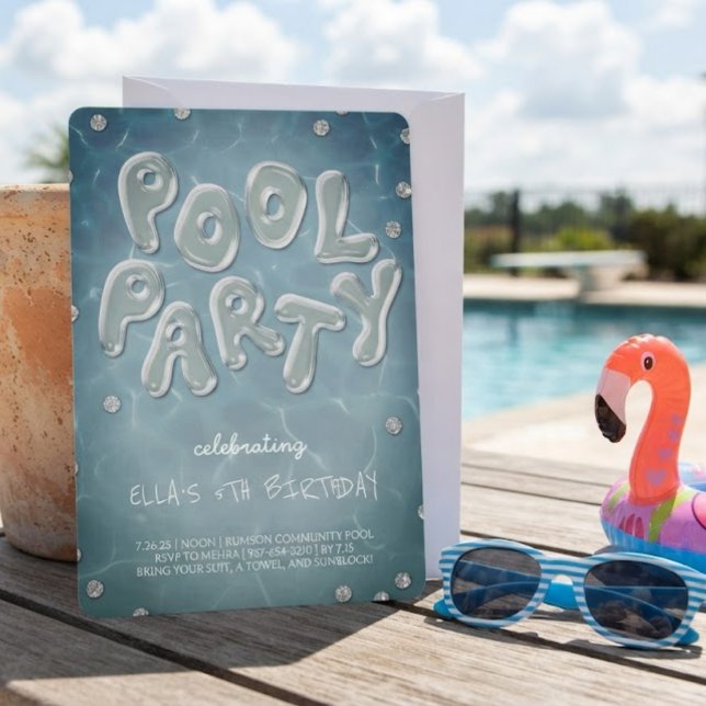 Splish Splash Birthday Bash Pool Party Invitation (Creator Uploaded)