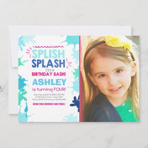 Splish Splash birthday invitation Girl