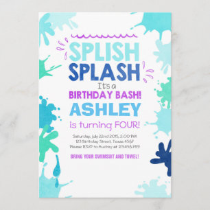 Splish Splash birthday invitation Girl Pool Party