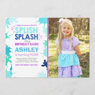Splish Splash birthday invitation Girl Pool Party