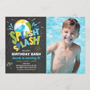 Splish Splash birthday invitation Pool party