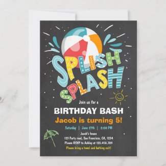 Splish Splash birthday invitation Pool party