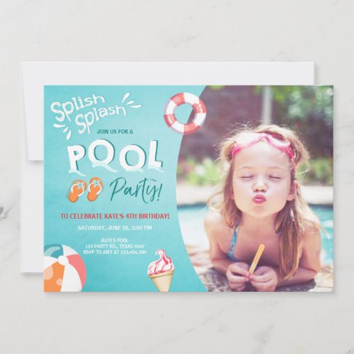 Splish Splash birthday invitation Pool party