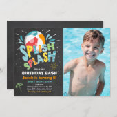 Splish Splash birthday invitation Pool party (Front/Back)