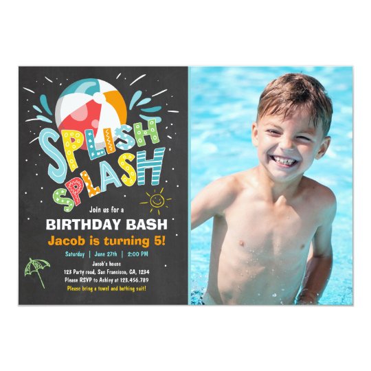 Splish Splash Birthday Invitation Pool Party