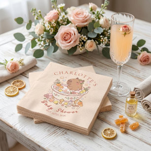 Splish Splash Capybara Baby Girl Shower Napkins