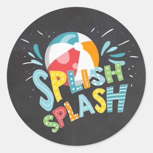 Splish Splash Chalk Pool Party Favor Tag Sticker