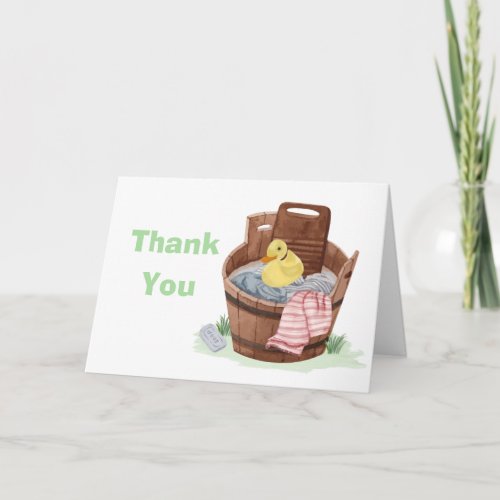 Splish Splash Cloth Tub Rubber Duck Baby Shower Thank You Card