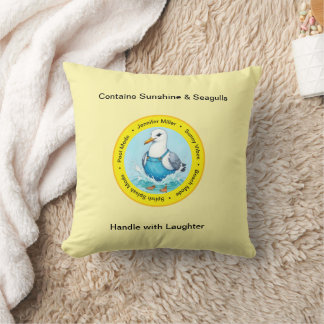 Splish Splash cute summer Seagull vacation Throw Pillow