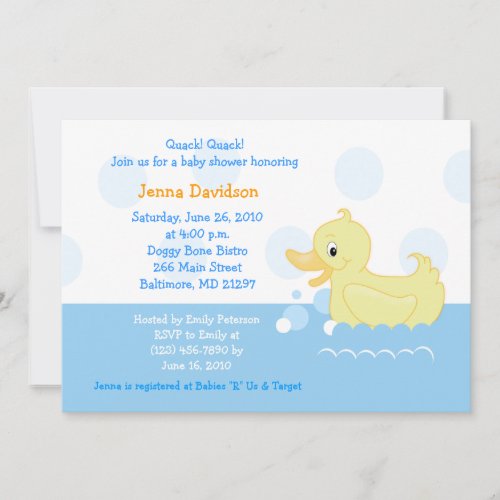 Splish Splash Duck Baby Shower Invitation 5x7