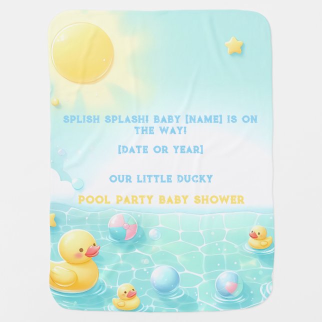 Splish Splash Ducky Pool Party Baby Shower Blanket (Front)