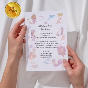 splish splash first birthday invitations for girls