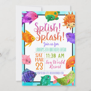 Splish Splash Fish Birthday Bash Invitation