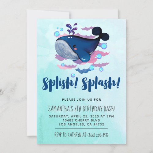 Splish Splash Fish Birthday Bash Invitation