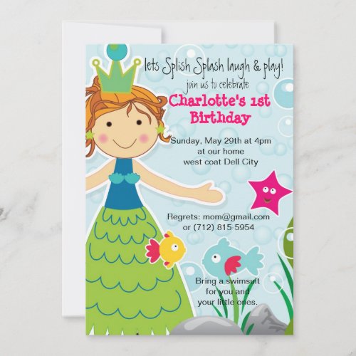 Splish Splash Fun Water fun Birthday Invitation