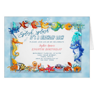 Splish Splash Girl Unique Eighth Pool Birthday Cards