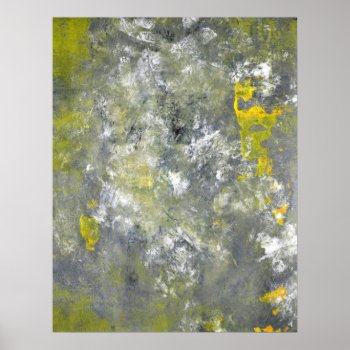 'splish  Splash' Gray And Yellow Abstract Art Poster by T30Gallery at Zazzle