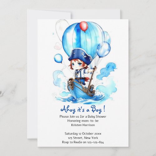 Splish Splash Joy Nautical Theme Boy Baby Shower Invitation